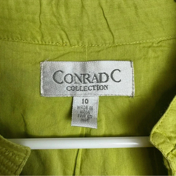 Lime Green Eyelet Lace Embellished Open Front Blazer Jacket 3/4 Sleeve 10 B43 - Picture 2 of 5